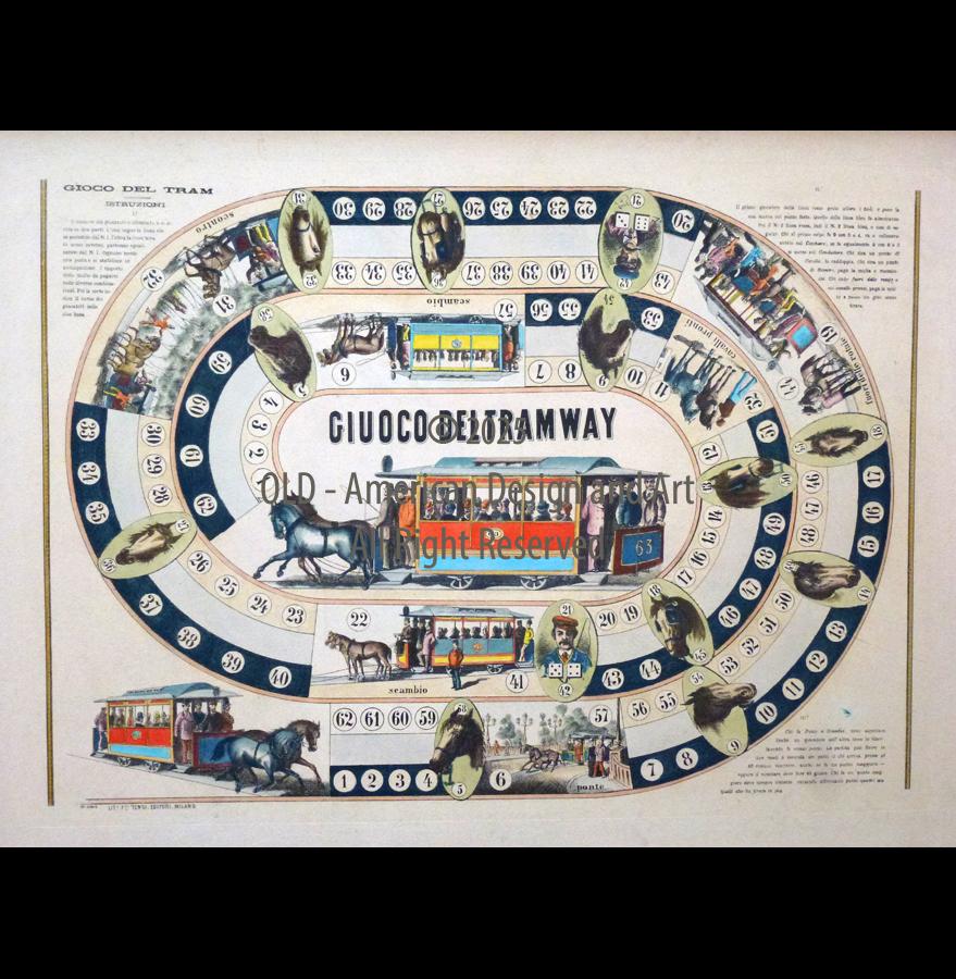 Gioco del tranvai in carta ,Italia primi 900 ,Tensi Editore , Milano