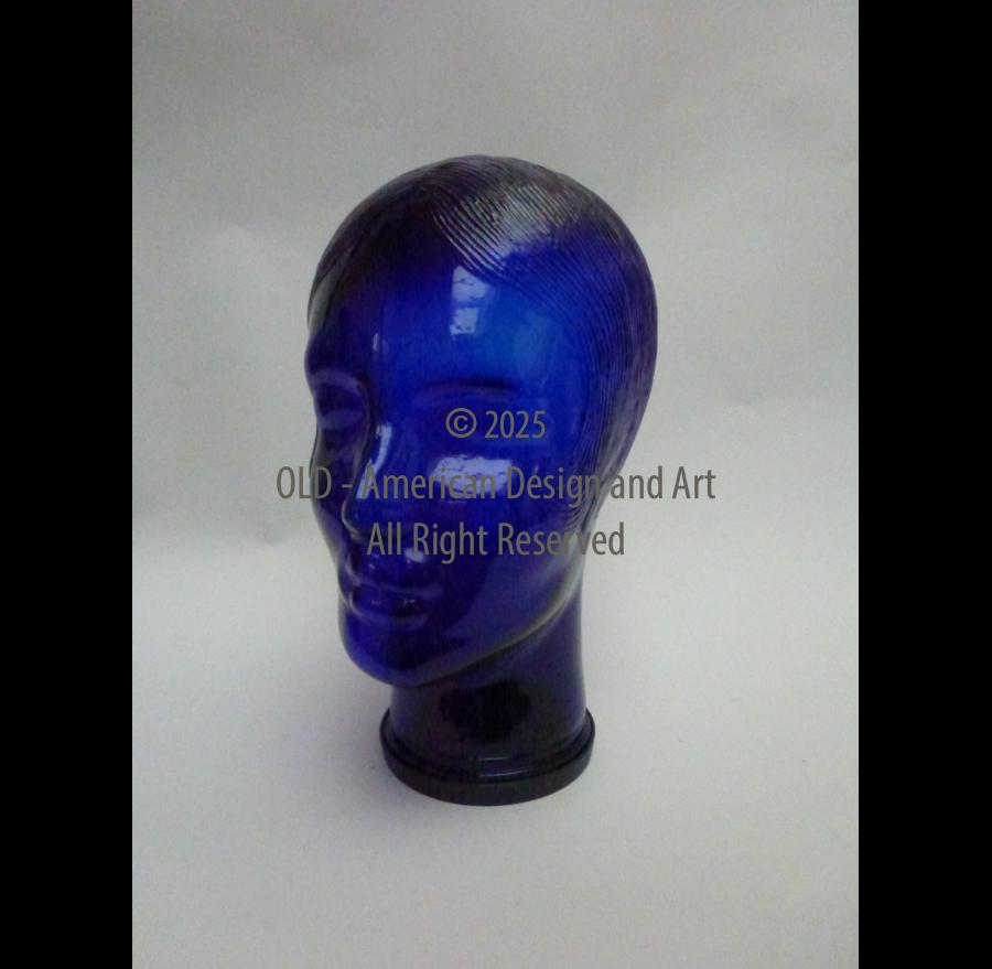 Testa portacappello in Vetro blue, U.S.A. 1950
