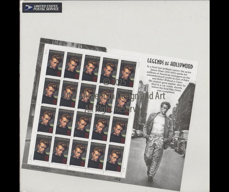 Foglietto di 20 francobolli commemorativi di James Dean , U.S.A.1995