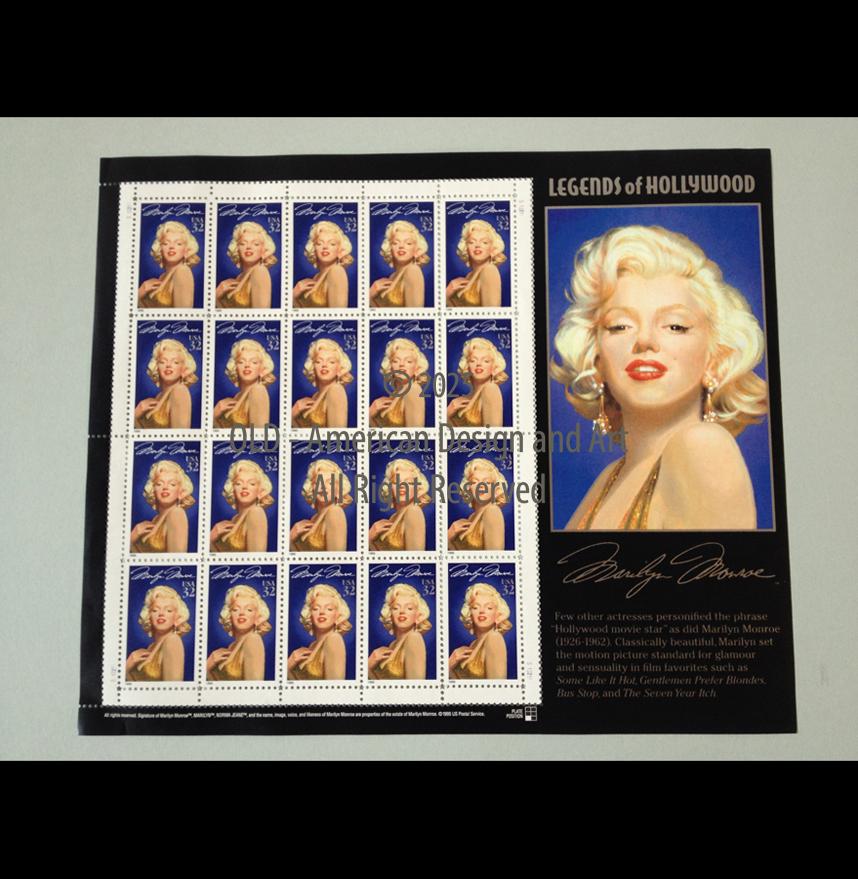 Foglietto di 20 francobolli commemorativo di Marilyn Monroe , U.S.A. 1995