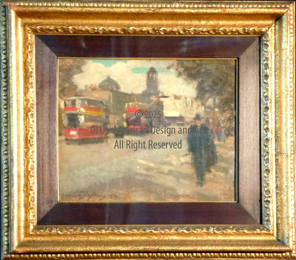 Zolla Venanzio " Paesaggio Londra " Olio su Cartoncino Firmato ,Italia 1939