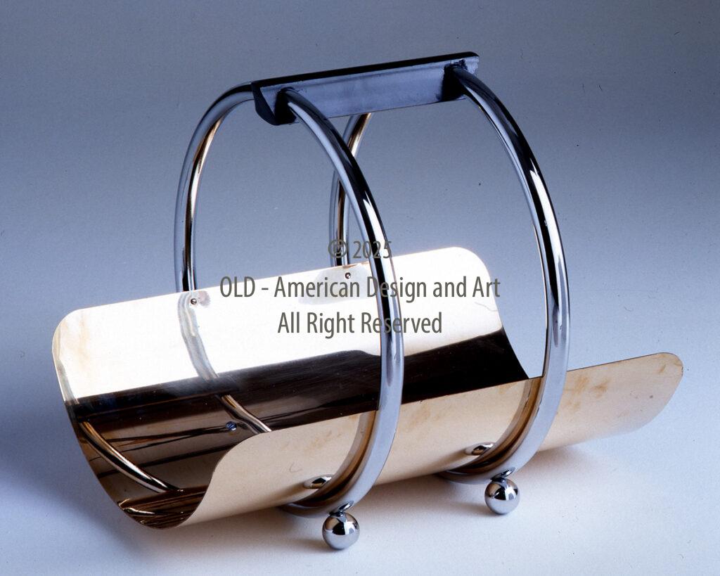 Portariviste in rame e cromo e legno di Revere Brass & Co. U.S.A. 1937