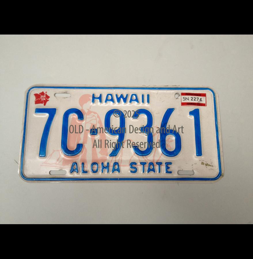Targa macchina Hawaii, in metallo , U.S.A.